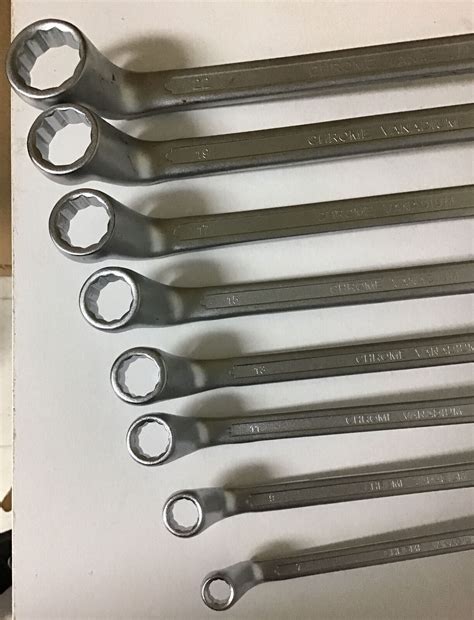 8 piece offset box wrench set chrome vanadium steel construction|Chrome offset box wrench.